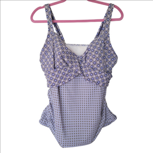 Lands' End Blue and White Patterned Bikini